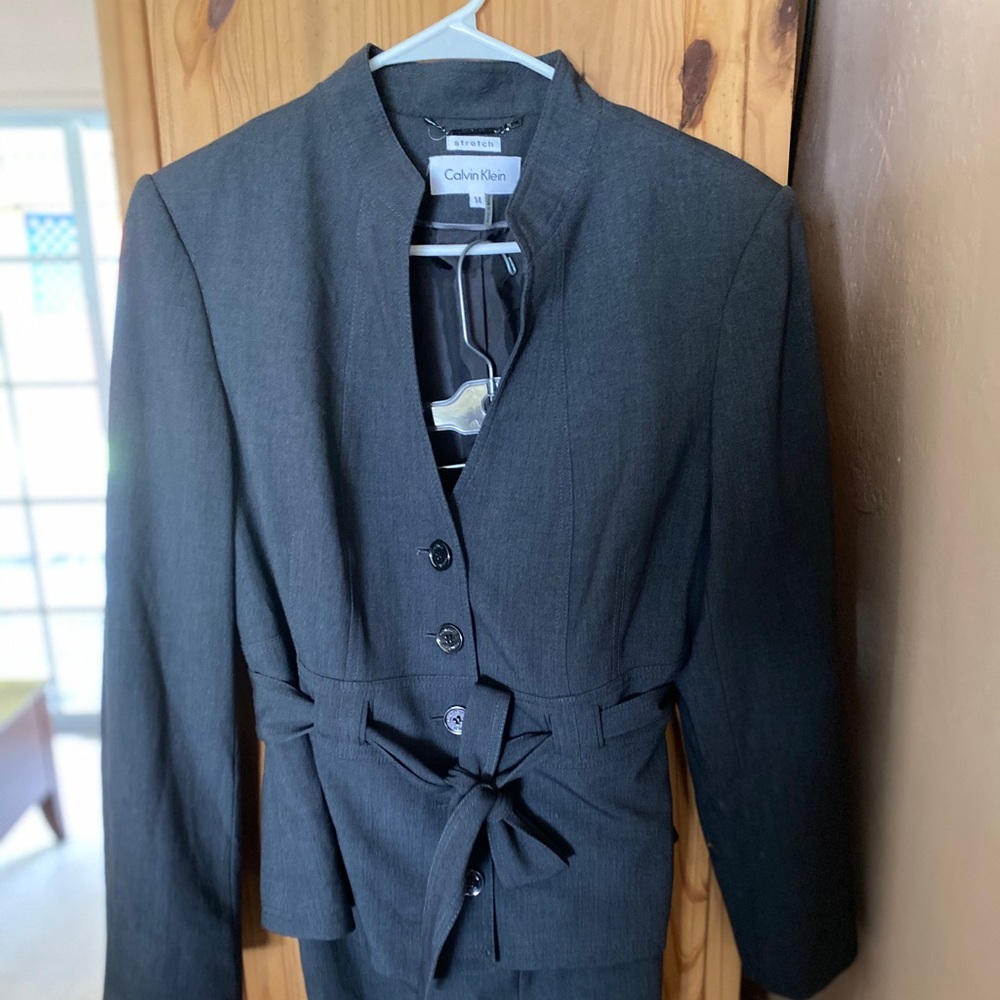 Calvin Klein gray skirt suit